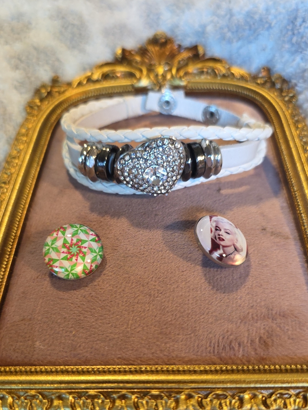Ginger Snaps Interchangeable Leather Bracelet Set w/ 3 Snaps